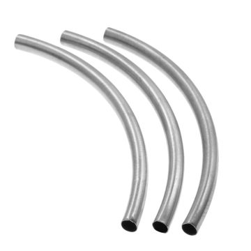 Gebogene Röhrenperlen (50 x 3 mm) Altsilber (5 Stück)