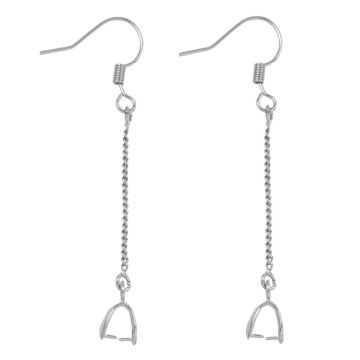 Edelstahl Ohrhänger mit Collierschlaufe (53 mm) Altsilber (4 Stück)