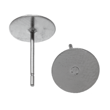 Edelstahl Ohrstecker mit Platte (6 mm) Altsilber (20 Stück) 