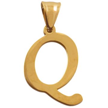 Edelstahl Buchstabenanhänger Q (37 x 23 x 2 mm) Gold (1 Stück)