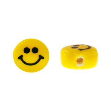Keramik Smiley Perlen (7 mm) Yellow (5 Stück)