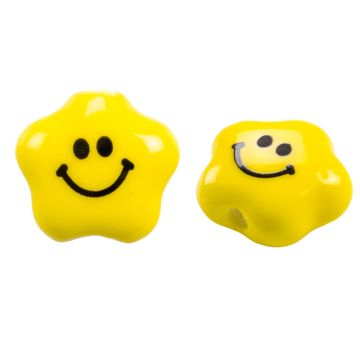 Keramik Smiley Perlen (15 x 7 mm) Yellow (3 Stück)