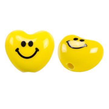 Keramik Smiley Perlen (12.5 x 14.5 x 9 mm) Yellow (3 Stück)