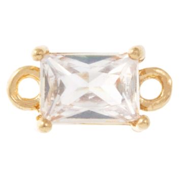 Glas Schmuckverbinder (12 x 6 x 4.5 mm) Clear Crystal-Gold (2 Stück)