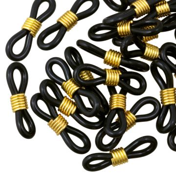 Gummischlaufen für Brillen (19 x 4 mm) Black - Gold (25 Stück)