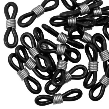 Gummischlaufen für Brillen (19 x 4 mm) Black - Altsilber (25 Stück)