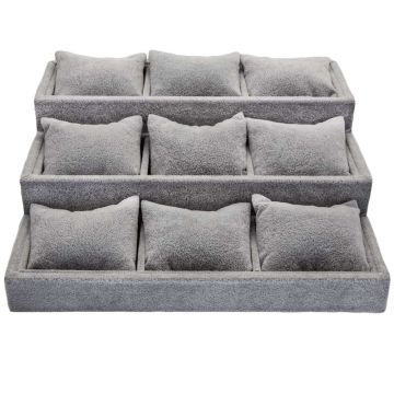 Schmuckdisplay Samt Armbänder (24 x 26.5 x 9 cm) Grey (1 Stück)