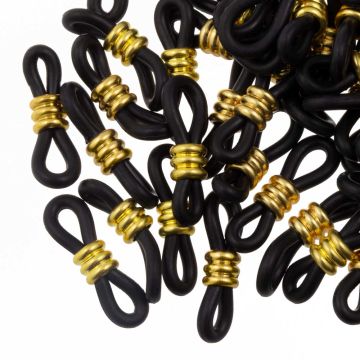 Gummischlaufen für Brillen mit Edelstahl (20 x 6 mm) Black - Gold (25 Stück)