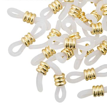 Gummischlaufen für Brillen mit Edelstahl (20 x 6 mm) Transparent - Gold (25 Stück)