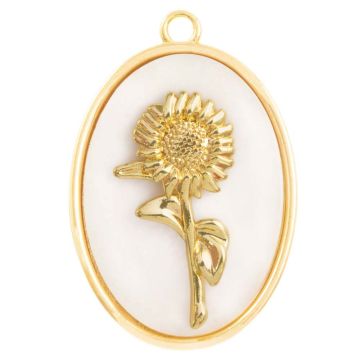 Geburtsblume Pendant (September / Aster) Perlmutt - 18K Gold Plated (27 x 18 mm) 1 Stück