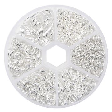 Sortierkasten - Biegeringe (4 - 10  x  0.6 - 1 mm) Silber (1500 Stück)