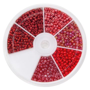 Perlen Set - Rocailles (3 mm) Mix Color Red 