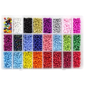 Perlen Set XL - Rocailles (4 mm / 24 x 20 Gramm) Mix Color