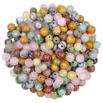 Perlenmischung - Naturstein Perlen (4 mm) Mixed Stone (30 Gramm / ca. 270 Stück)