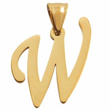 Edelstahl Buchstabenanhänger W (33 x 22 x 2 mm) Gold (1 Stück)