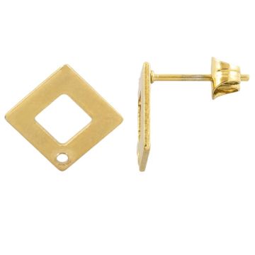 Edelstahl Ohrstecker mit Verschluss (14 x 14 mm) Gold (4 Stück)