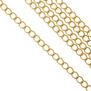 Edelstahl Gliederkette (3.5 x 2.5 x 0.5 mm) Gold (20 Meter)