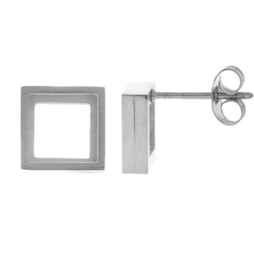 Edelstahl Ohrstecker mit Fassung (9 x 3 mm) Altsilber (2 Stück)