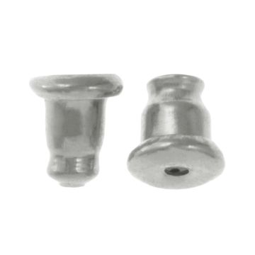 Edelstahl Ohrstecker Verschluss (6 x 5 mm) Altsilber (10 Stück)