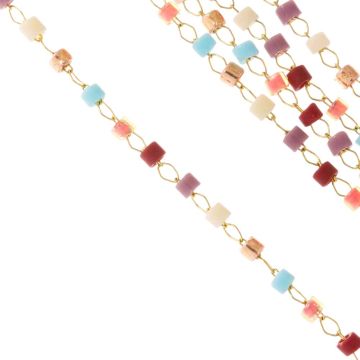 Edelstahl Gliederkette Rocailles (1.7 mm) Red Mix (1 Meter)