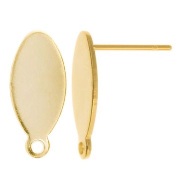 Edelstahl Ohrstecker Oval (15 x 7 mm) Gold (4 Stück)