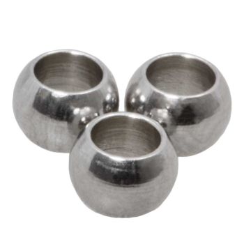 Edelstahl Perlen Grosses Loch (6 x 4.5 mm) Altsilber (25 Stück)