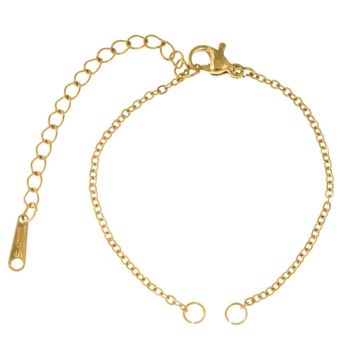 Armband DIY - Edelstahl Gliederkette mit Karabinerverschluss (13 cm) Gold (1 Stück)