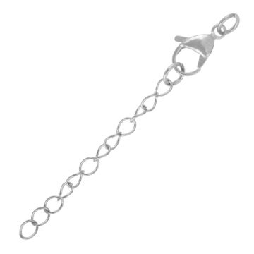 Edelstahl Verlängerungskette mit Karabinerverschluss (15 x 7 mm / 50 mm) Altsilber - Ion Plated (5 Stück)