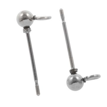 Edelstahl Ohrstecker (16 x 7 mm) Altsilber (10 Stück)