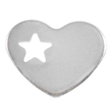 Edelstahl Charm Herz (11 x 12.5 x 1 mm) Altsilber (25 Stück)