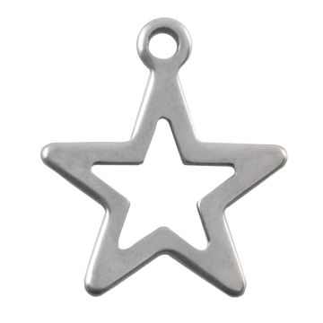 Edelstahl Charm Stern (15 x 13 x 0.8 mm) Altsilber (50 Stück)