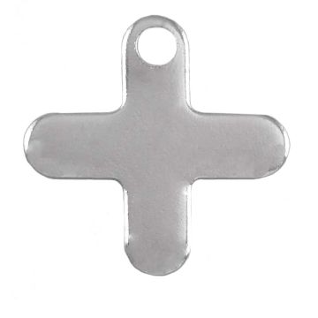 Edelstahl Charm Kreuz (12 x 12 x 0.8 mm) Altsilber (50 Stück)