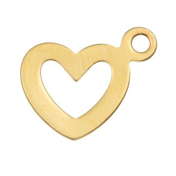 Edelstahl Charm Herz (14.5 x 10.5 x 1 mm) Gold (10 Stück)