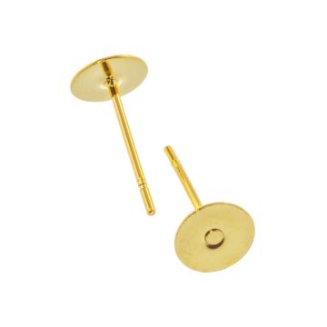 Edelstahl Ohrstecker mit Platte (6 mm) Gold (20 Stück)