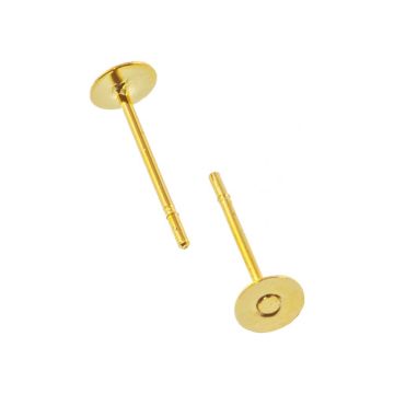 Edelstahl Ohrstecker mit Platte (5 mm) Gold (20 Stück)