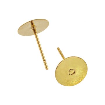 Edelstahl Ohrstecker mit Platte (8 mm) Gold (20 Stück)