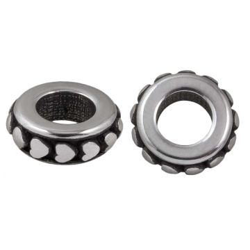 Edelstahl Perlen Großes Loch (10 x 3.5 mm) Altsilber (1 Stück)