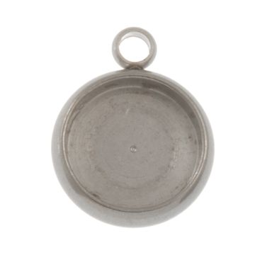 Edelstahl Charm Fassung (8 mm) Altsilber (5 Stück)