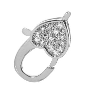 Karabinerverschluss Herz Zirkonia (17 x 10 x 5 mm) Altsilber (1 Stück)