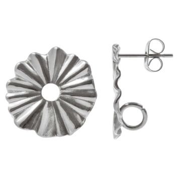 Edelstahl Ohrstecker mit Verschluss (19 x 18 mm) Altsilber (4 Stück)