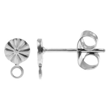Edelstahl Ohrstecker mit Verschluss (7 x 4.5 mm) Altsilber (4 Stück)