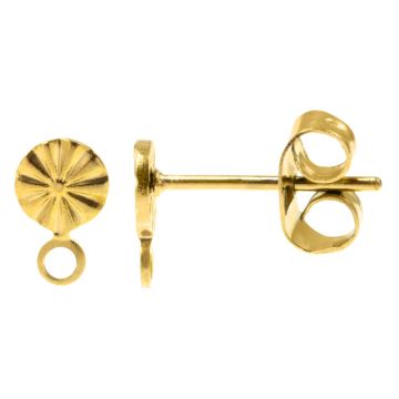 Edelstahl Ohrstecker mit Verschluss (7 x 4.5 mm) 18K Gold Plated (4 Stück)