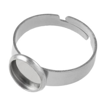 Edelstahl Verstellbarer Ring (Fassung 8 mm) Altsilber (5 Stück)