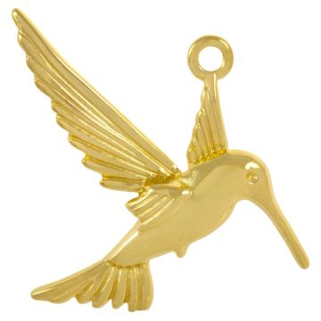 Edelstahl Charm Kolibri (32.5 x 22.5 x 3.5 mm) Gold (2 Stück)