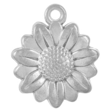 Edelstahl Charm Blume (18 x 15 x 4 mm) Altsilber (2 Stück)