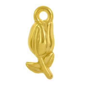 Edelstahl Charm Tulpe (19.5 x 7.5 x 6 mm) Gold (2 Stück)