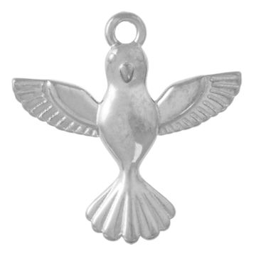 Edelstahl Charm Vogel (17 x 16.5 x 2 mm) Altsilber (2 Stück)