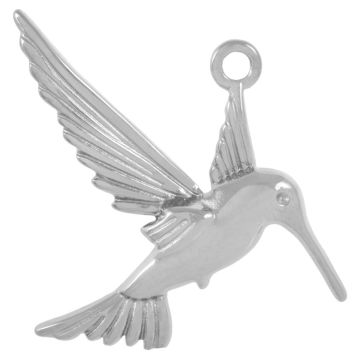 Edelstahl Charm Kolibri (32.5 x 22.5 x 3.5 mm) Altsilber (2 Stück)