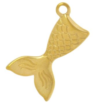Edelstahl Charm Fischschwanz (17.5 x 10.5 x 3.5 mm) Gold (2 Stück)