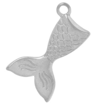 Edelstahl Charm Fischschwanz (17.5 x 10.5 x 3.5 mm) Altsilber (2 Stück)